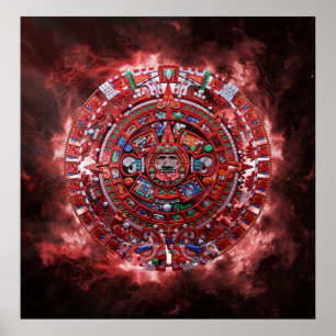 Flaming Mayan Calender Poster