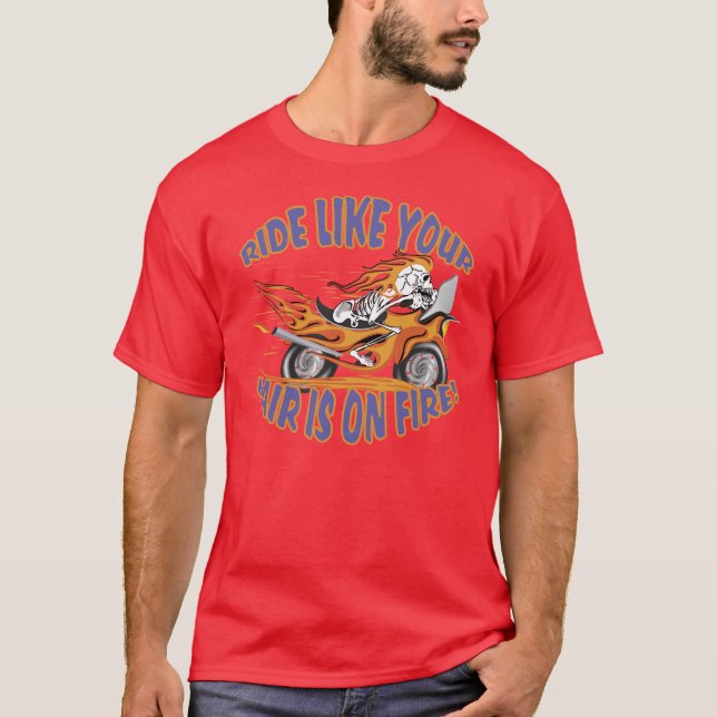 Flaming Motorcycle Skull T-Shirt (Front)