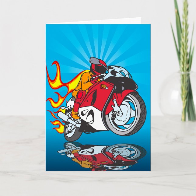 Flaming Motorcyclist Greeting Cards (Creator Uploaded)