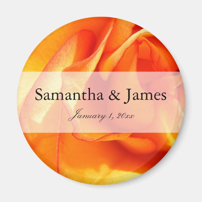 Flaming Orange and Red Rose Magnet (Front)