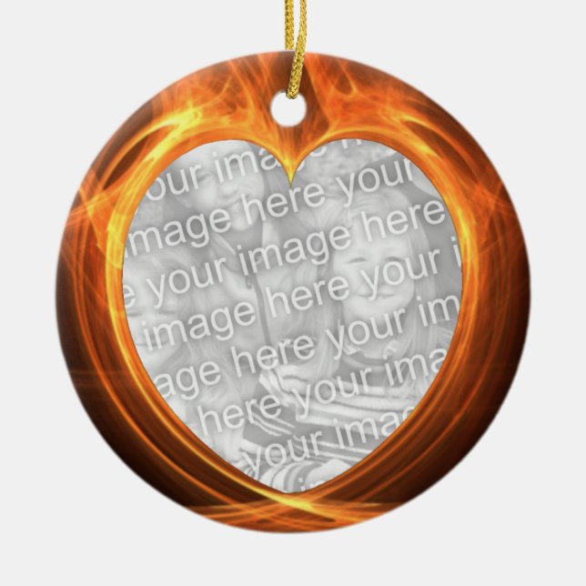 Flaming Orange Photo Graduation Keepsake Ceramic Tree Decoration (Front)