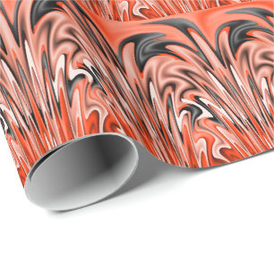 Flaming Orange White and Black Wrapping Paper