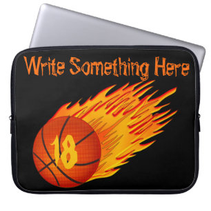 Flaming Personalised Basketball Laptop Sleeve