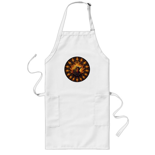Flaming Phoenix Circular Graphic Long Apron (Front)