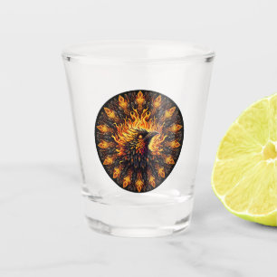 Flaming Phoenix Circular Graphic Shot Glass