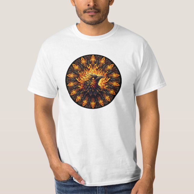 Flaming Phoenix Circular Graphic T-Shirt (Front)