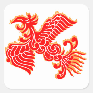 Flaming Phoenix Square Sticker