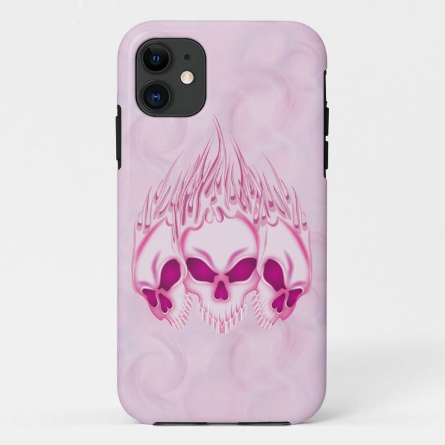 Flaming Pink Skulls Case-Mate iPhone Case (Back)