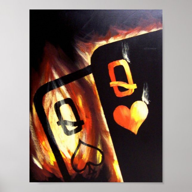 Flaming Pocket Queens Poker poster by Teo Alfonso (Front)