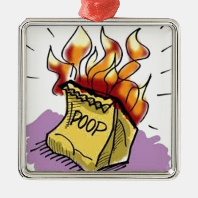Flaming Poo Metal Ornament (Front)