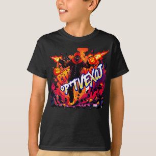 Flaming Pumpkin Head Enforcer Intense Spooky T-Shirt