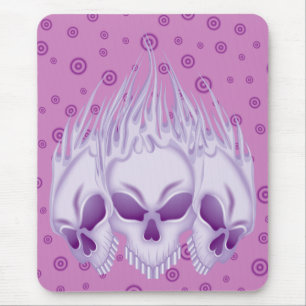 Flaming Purple Skulls Mouse Pad
