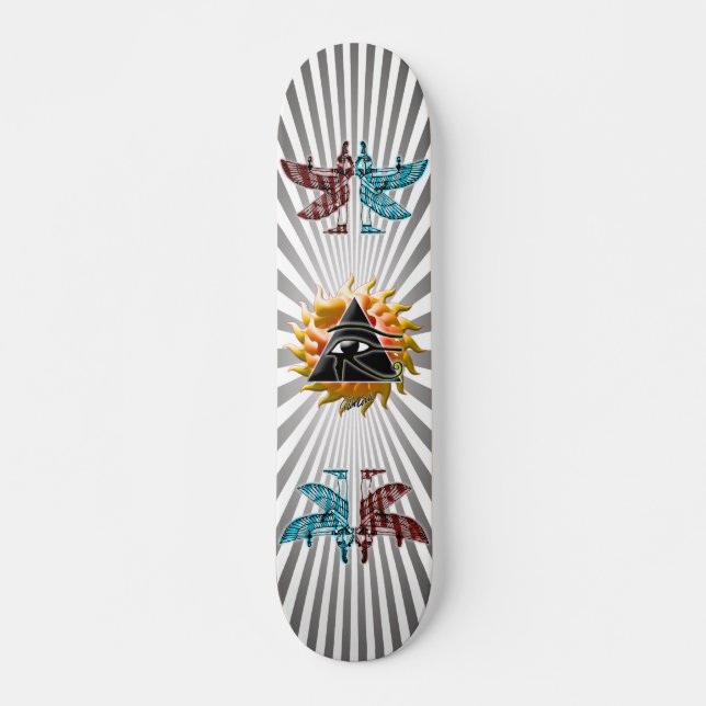 Flaming Pyramid Eye Skateboard (Front)