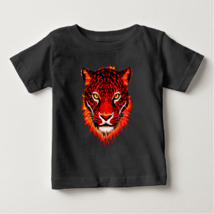Flaming Red Leopard Head Baby T-Shirt