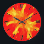 Flaming red pop art tomato large clock<br><div class="desc">Flaming tomato - semi-abstract digital graphic derived from a closeup photo of a red ripe tomato - juicy!</div>