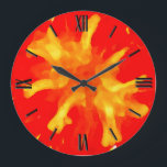 Flaming red pop art tomato large clock<br><div class="desc">Flaming tomato - semi-abstract digital graphic derived from a closeup photo of a red ripe tomato - juicy!</div>