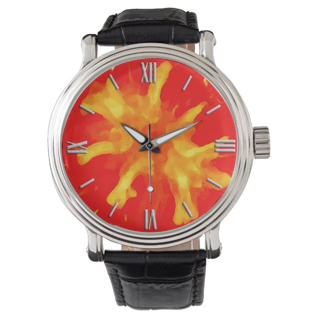 Flaming red pop art tomato watch (Front)