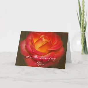 Flaming Red Rose on Parchment Holiday Card