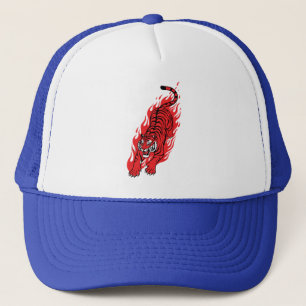 Flaming Red Tiger – Fierce Fire Beast Tee Trucker Hat