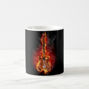 Flaming rock guitar coffee mug
