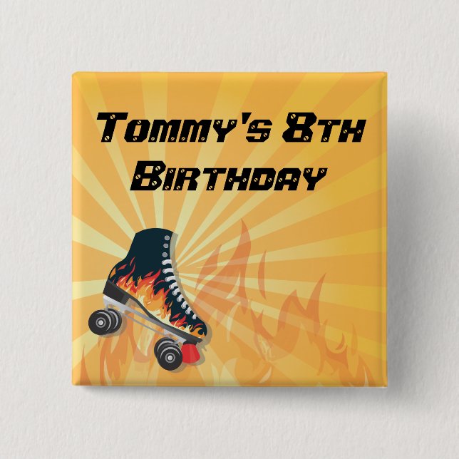 Flaming Roller skating pin (Front)
