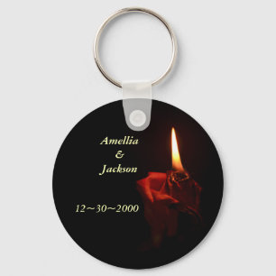 Flaming Rose Key Ring