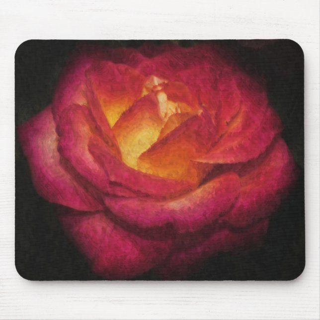 Flaming Rose Oil Painting Mouse Pad (Front)