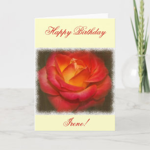 Flaming Rose on Parchment Birthday Card