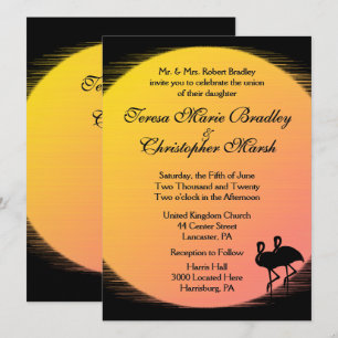 Flaming Setting Sun Evening Wedding Invitation