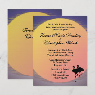 Flaming Setting Sun Evening Wedding Invitation