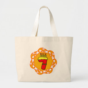 Flaming Seven 7th Birthday Gifts Large Tote Bag