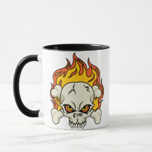 Flaming Skull and Crossbones Mug