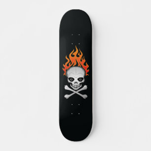 Flaming Skull and Crossbones Skateboard