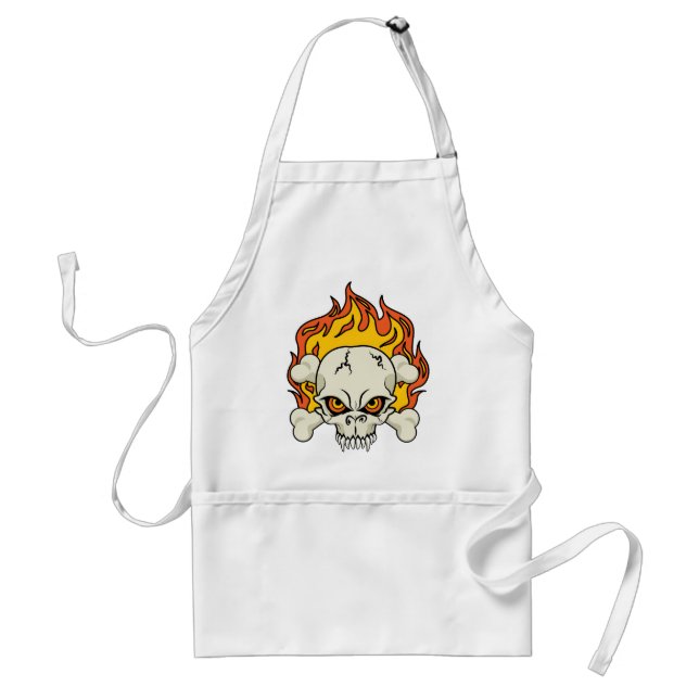 Flaming Skull and Crossbones Standard Apron (Front)