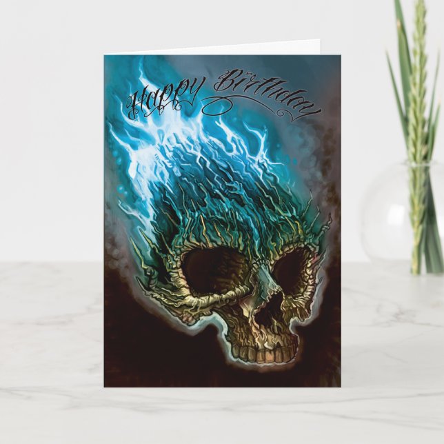 Flaming Skull Birthday Card (Front)