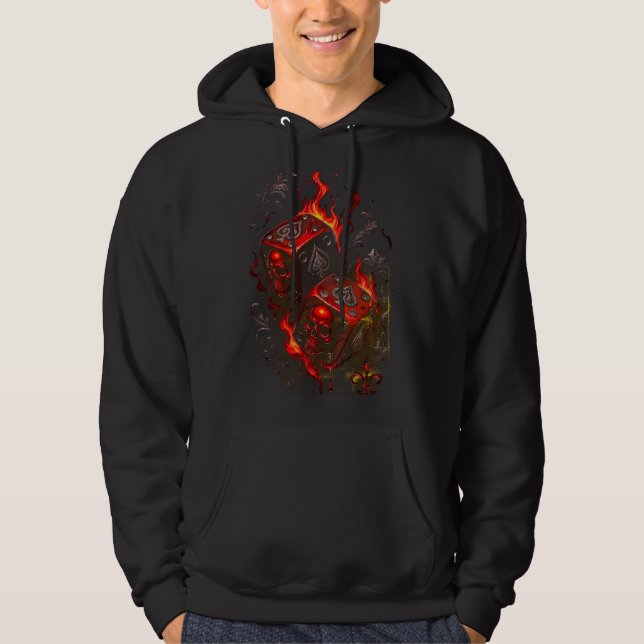 Flaming Skull Dice - High Stakes Rebel Graphic Hoodie (Front)