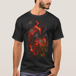 Flaming Skull Dice - High Stakes Rebel Graphic T-Shirt