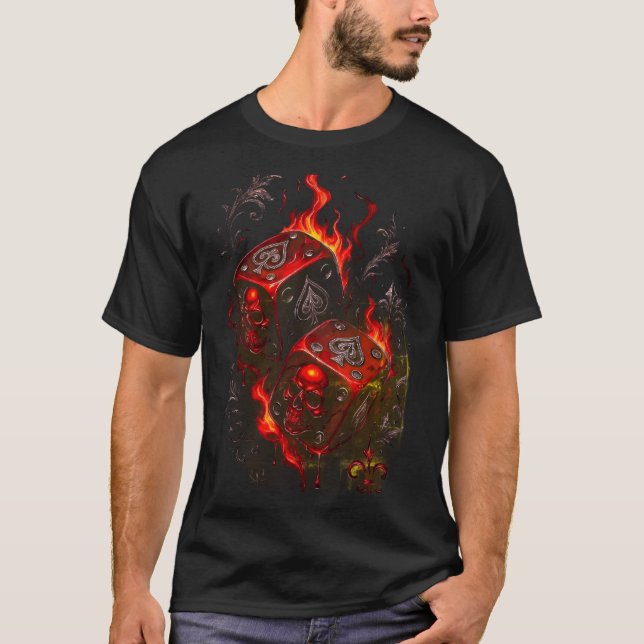 Flaming Skull Dice - High Stakes Rebel Graphic T-Shirt (Front)