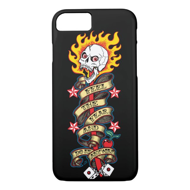 Flaming Skull Feel the Fear Case-Mate iPhone Case (Back)