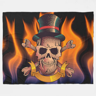 Flaming Skull Fleece Blanket