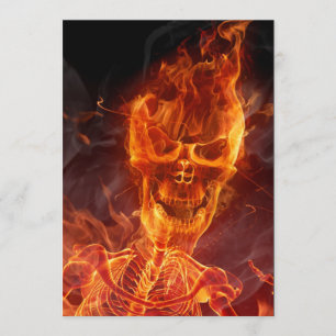 Flaming Skull Halloween Invite With Bloody Text