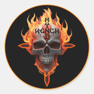 Flaming Skull Heavy Metal Rock Band Sticker Pro
