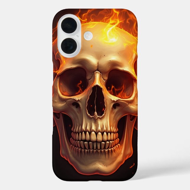 Flaming Skull iPhone 16 Case (Back)