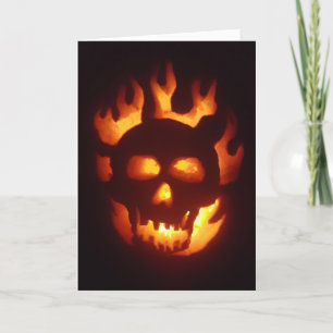 “Flaming Skull Jack-O'-Lantern" Hallowe’en Card