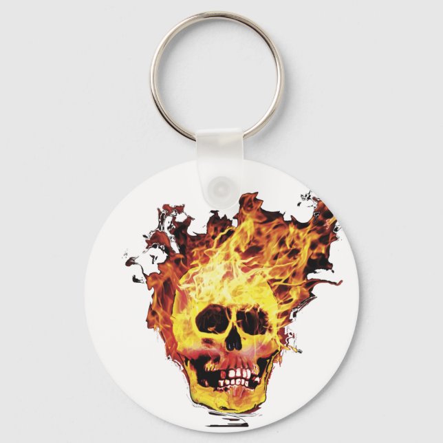 Flaming Skull Key Ring (Front)