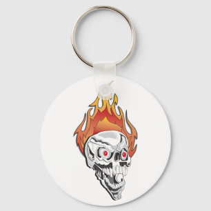 Flaming Skull Key Ring