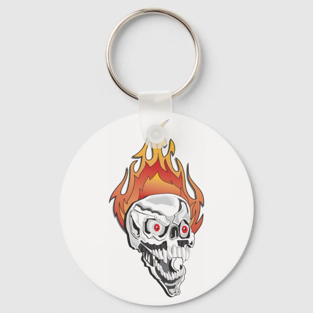 Flaming Skull Key Ring (Front)