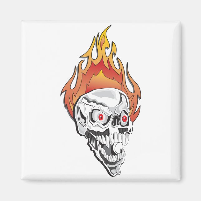 Flaming Skull Magnet (Front)