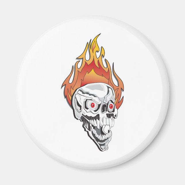 Flaming Skull Magnet (Front)
