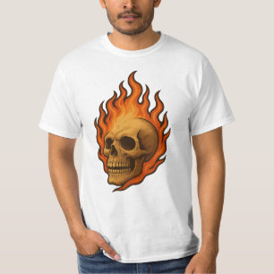 Flaming Skull of Rebirth Fiery Power Design T-Shirt
